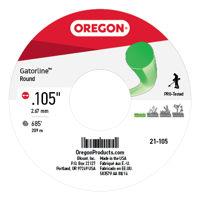 Oregon 21-105 GATORLINE,ROUND .105 3lb SPOOL