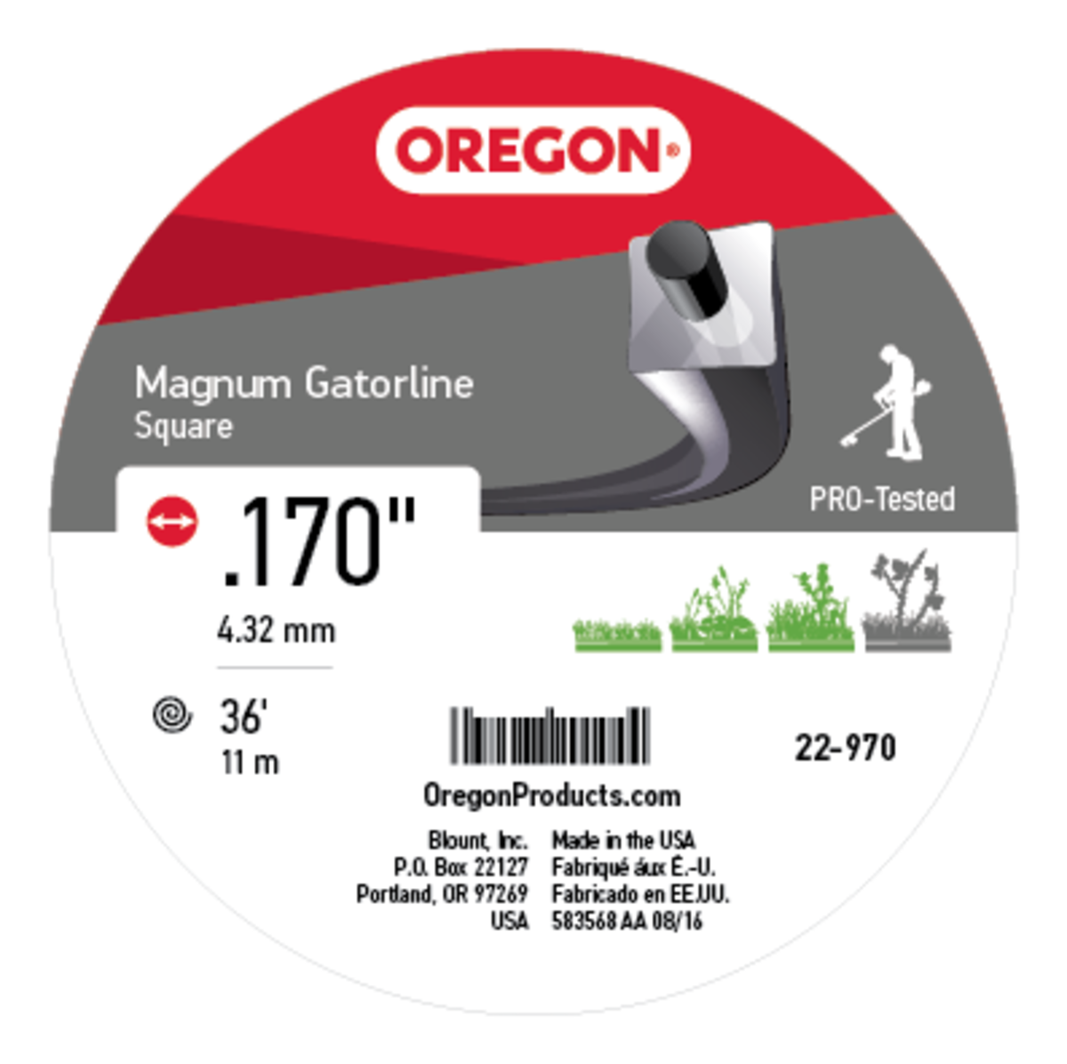 Oregon 22-970 Gatorline, Magnum Square .170", 1/2 lb. Donut