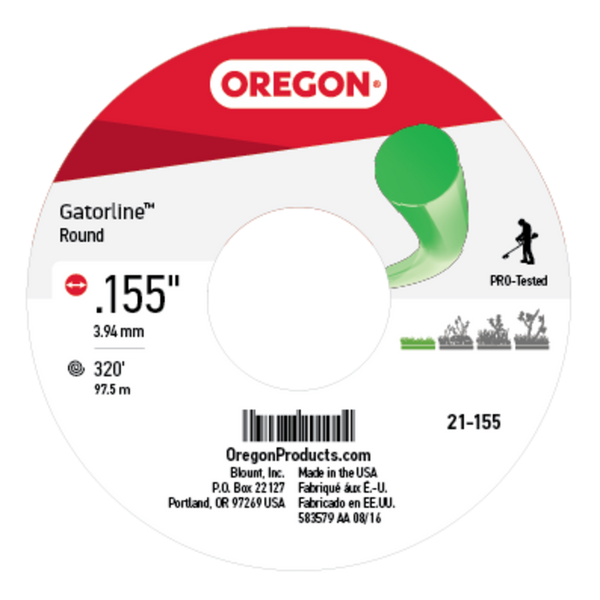 Oregon 21-155 GATORLINE,ROUND .155 3lb SPOOL
